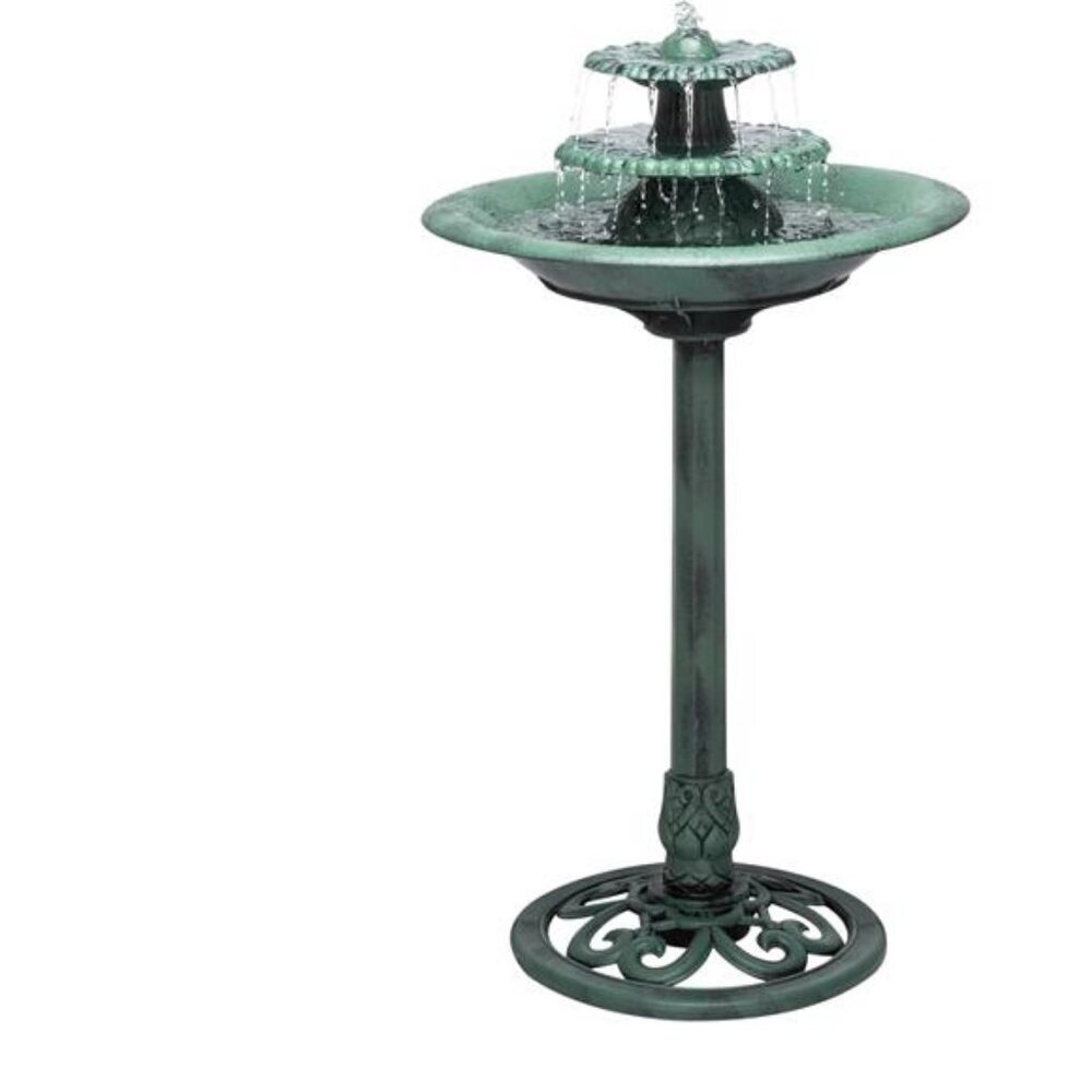 Outdoor 3 Tiered Pedestal Water Fountain and Birdbath